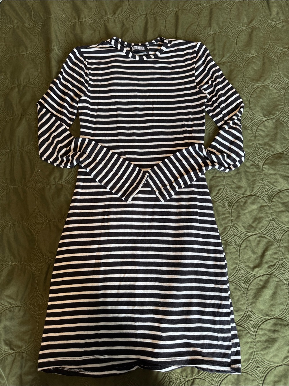 Reformation Black & White Striped Dress